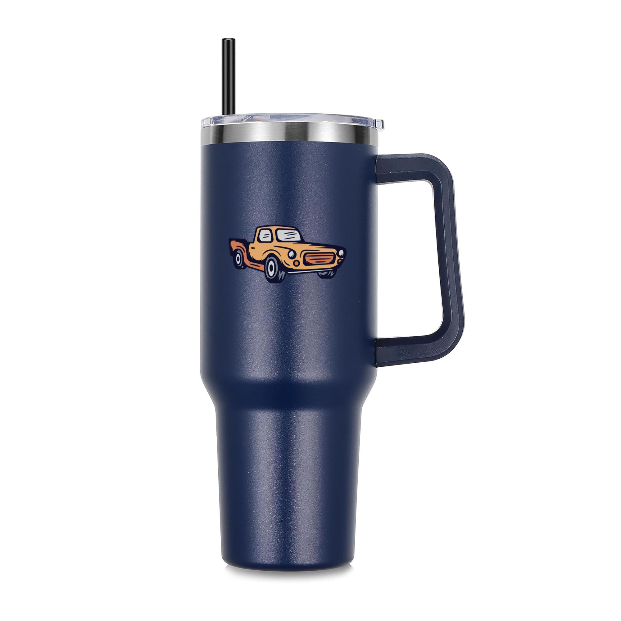 Vintage Style Orange Pickup Truck Illustration 40oz Stainless Steel Tumbler