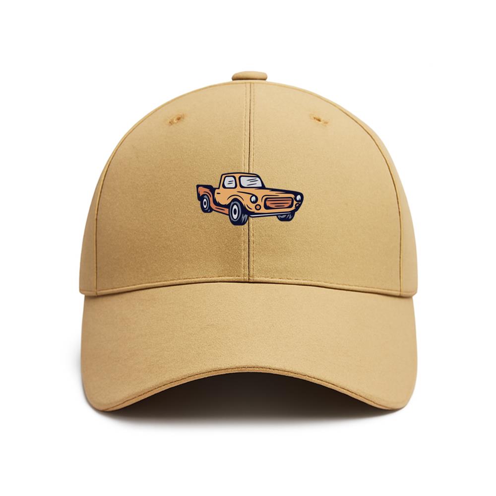 Vintage Style Orange Pickup Truck Illustration Baseball Cap
