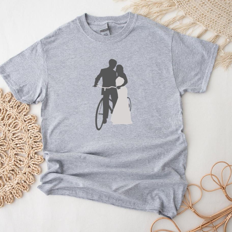 Wedding Couple Romancing With Bicycle T-Shirt