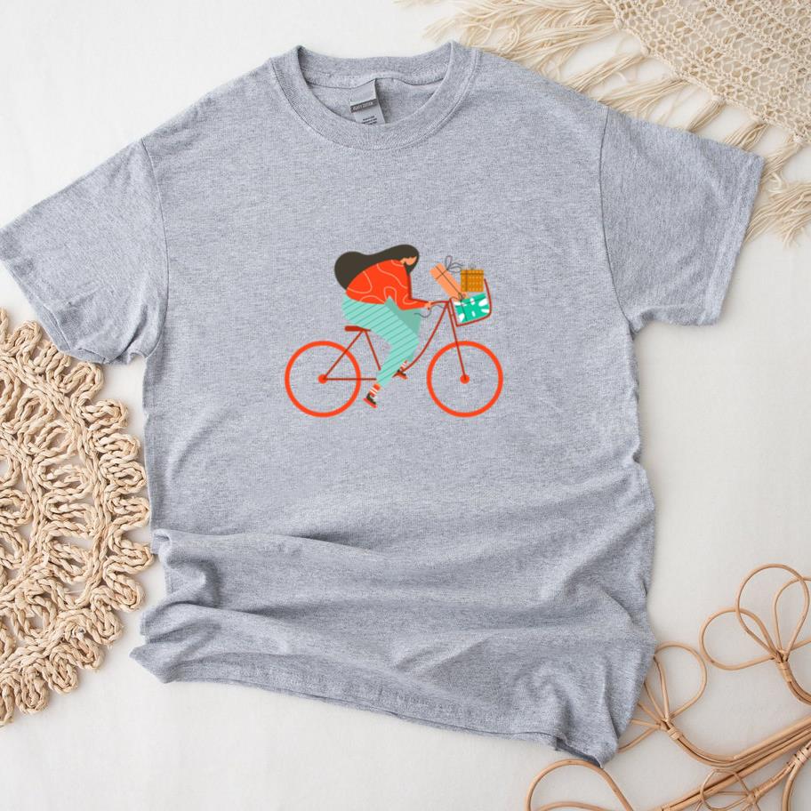 Woman Box Gift Bicycle Flat T-Shirt